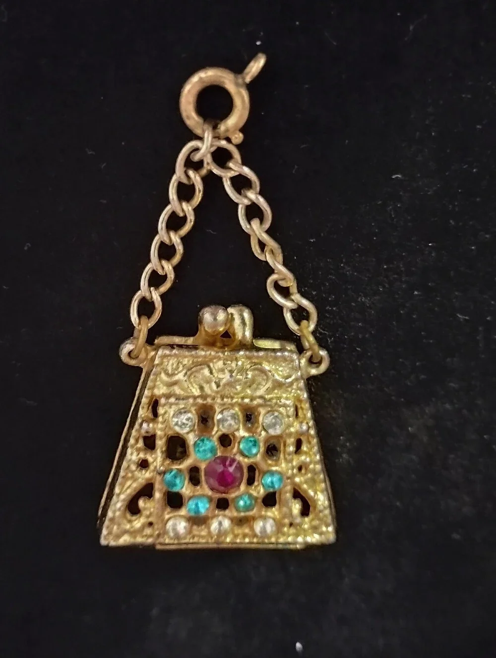 Gold-Tone Multi-Stone Drop Pendant Necklace Accent